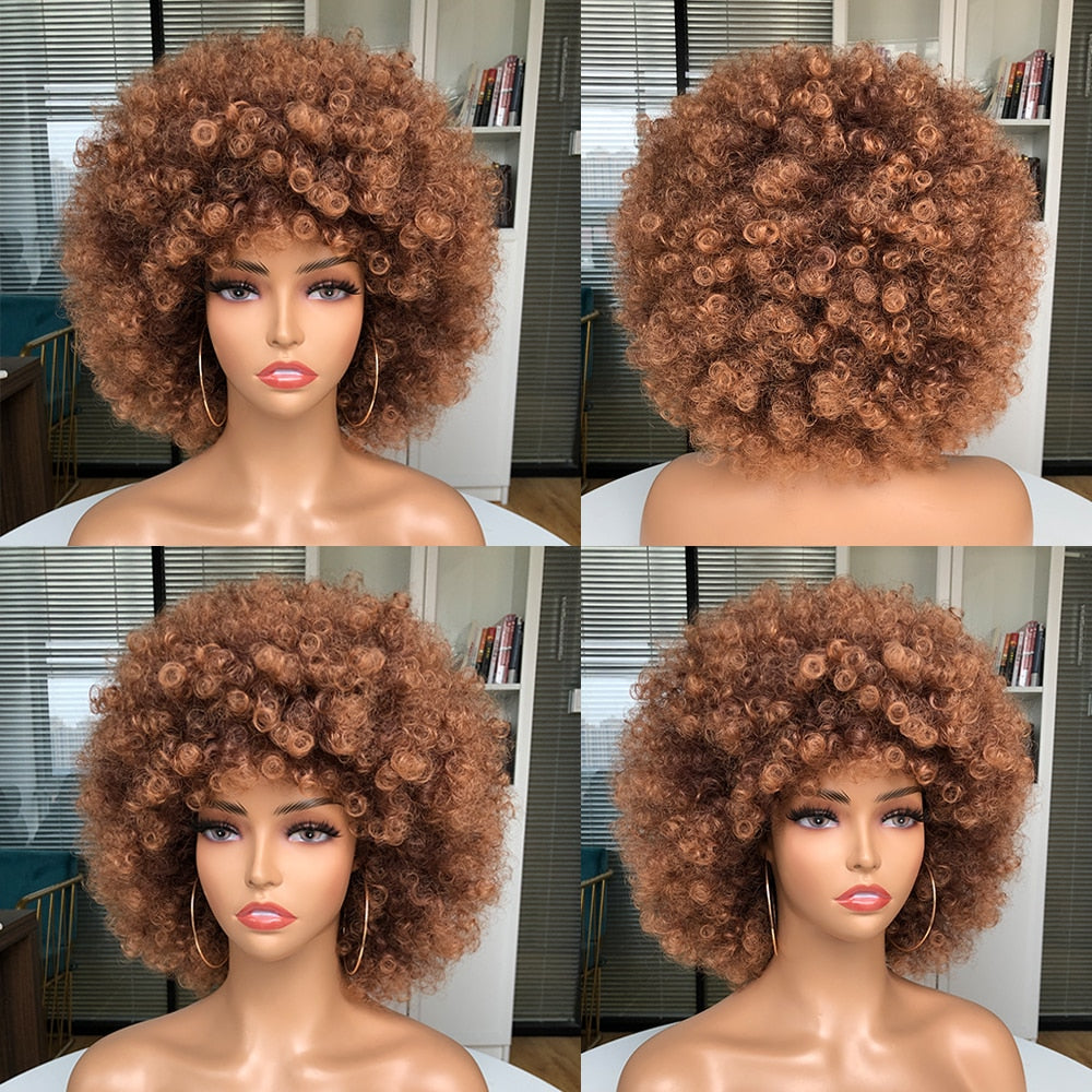 BELA HAIR AFRO - Peruca Sintética Black Power Com Franja