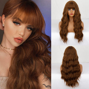 BELA HAIR FRAN - Peruca Sintética Cabelo Longo Ondulado Com Franja