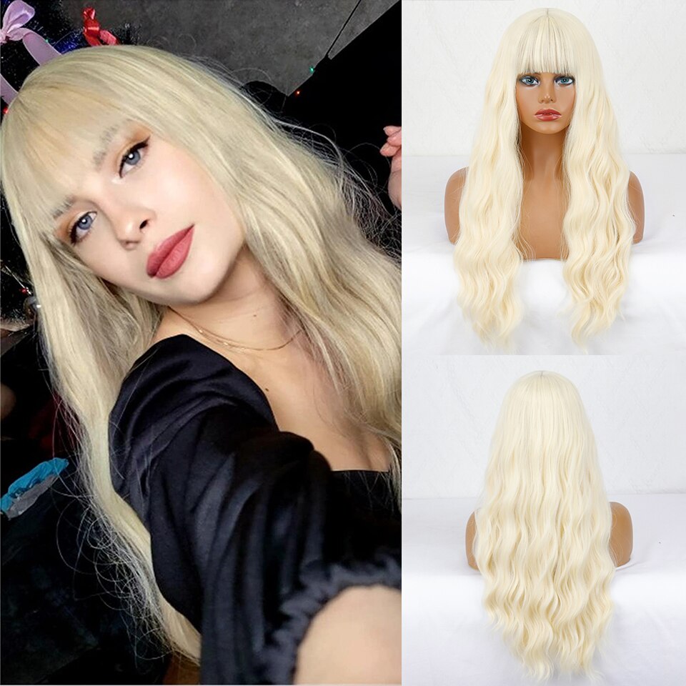 BELA HAIR FRAN - Peruca Sintética Cabelo Longo Ondulado Com Franja